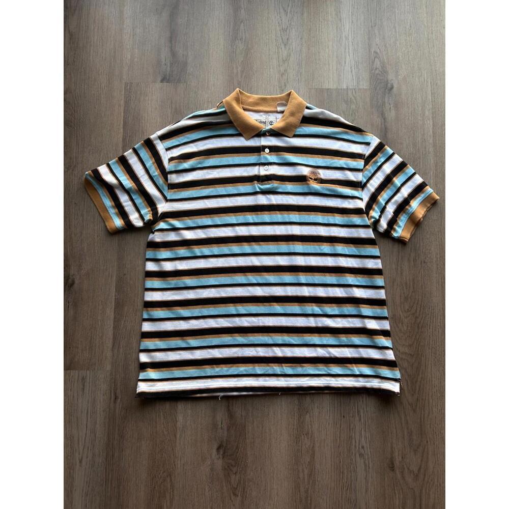 Timberland Men's Polo Shirt Striped Short Sleeve Size 2XL 100% Cotton